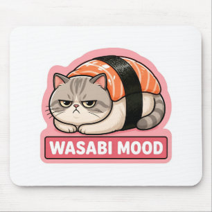 Wasabi Stemming Grappige Chagrijnige Kat Sushi Mem Muismat