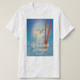 Wasatch Range Utah & Idaho ski-poster T-shirt