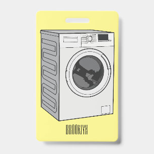 Wasautomaat cartoon illustratie badge