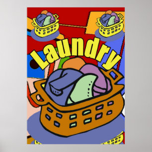 Wasbakmand wasgoed poster