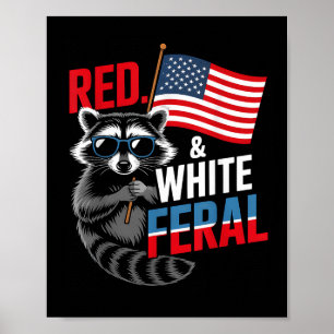 Wasbeer 4 juli Patriottisch Schattige Rood Wit en Poster