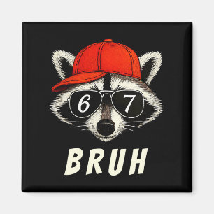 Wasbeer 67 Bruh Zes Zeven Meme Wasbeer Oranje Hoed Magneet