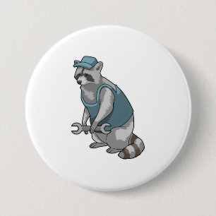 Wasbeer als ambachtsman met sleutel ronde button 7,6 cm
