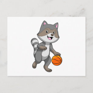 Wasbeer als basketballer met basketbal briefkaart