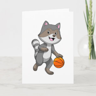 Wasbeer als basketballer met basketbal kaart