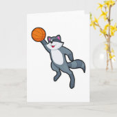 Wasbeer als basketballer met basketbal kaart (Gele Bloem)