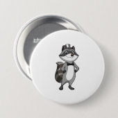 Wasbeer als bruidegom met stropdas ronde button 7,6 cm (Voorkant /achterkant)