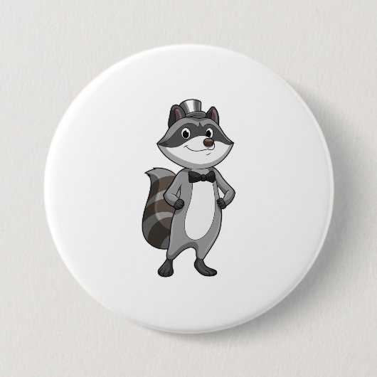 Wasbeer als bruidegom met stropdas ronde button 7,6 cm (Voorkant)