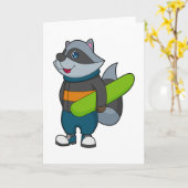 Wasbeer als snowboarder met snowboard kaart (Gele Bloem)