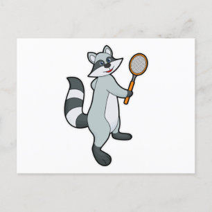 Wasbeer als tennisser met tennisracket briefkaart