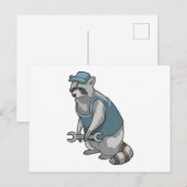 Wasbeer als vakman met sleutel briefkaart (Voorkant / Achterkant)