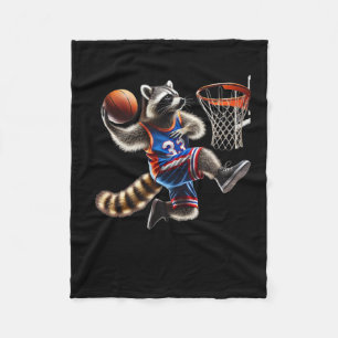Wasbeer Basketbal Dunk Kunst - Leuk Sport Dieren I Fleece Deken