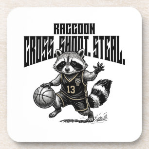 Wasbeer Basketbal Ster - Cross Shoot Steel Grafiek Bier Onderzetter