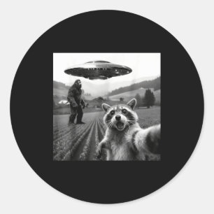 Wasbeer Bigfoot Selfie Ufo Grappige Wasbeer Alien Ronde Sticker