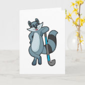 Wasbeer bij hockey met hockeystick kaart (Gele Bloem)