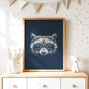 Wasbeer Bosdier Wasbeer Muurprint Poster