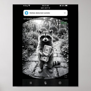 Wasbeer Cash Deur Camera Meme Design Poster