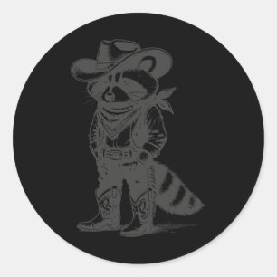  Wasbeer Cowboy Cowgirl Trash Panda Western Ronde Sticker