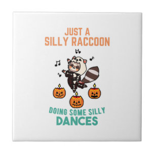 Wasbeer Dansende Halloween Pompoen Feest Tegeltje