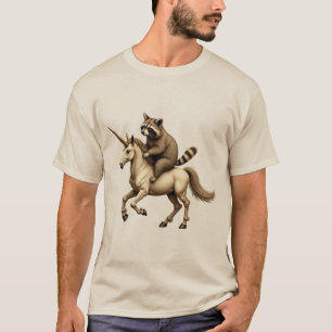 Wasbeer die op een Eenhoorn rijdt T-Shirt – Leuk o