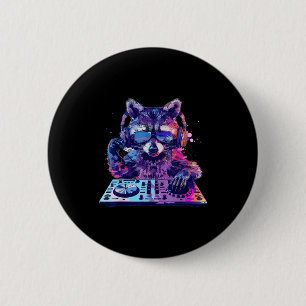 Wasbeer Dj Edm Techno House Muziek Grappig Dierenl Ronde Button 5,7 Cm