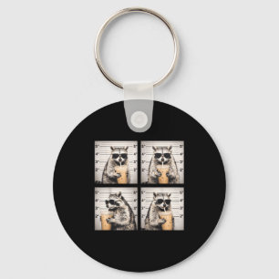 Wasbeer drinkt ijskoffie grappige mugshot dier sleutelhanger
