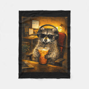 Wasbeer drinkt ijskoude koffie grappige cafeïne li fleece deken