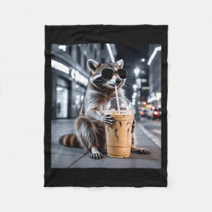 Wasbeer drinkt ijskoude koffie grappige dieren mem fleece deken