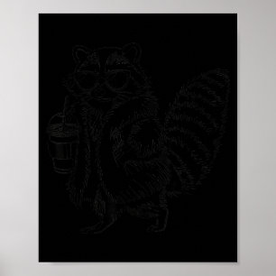 Wasbeer drinkt ijskoude koffie grappige dieren mem poster