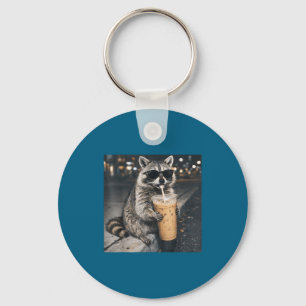 Wasbeer drinkt ijskoude koffie grappige dieren mem sleutelhanger