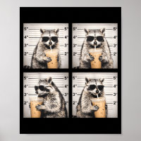 Wasbeer drinkt ijskoude koffie grappige mugshot di