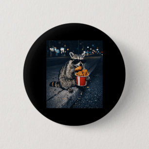 Wasbeer eet gefrituurde kip Meme Domme afvalpand Ronde Button 5,7 Cm