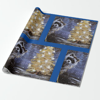 Wasbeer en Gouden Kerstboom Inpakpapier