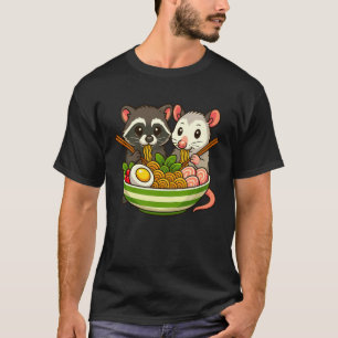 Wasbeer en opossum die ramennoedels eten t-shirt