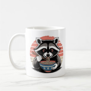Wasbeer Eten Ramen Japanse Stijl Koffiemok