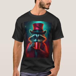 Wasbeer gekleed in een rode outfit Drink koffie T-shirt