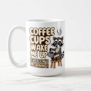 Wasbeer grappige ochtend met koffiekopje koffiemok