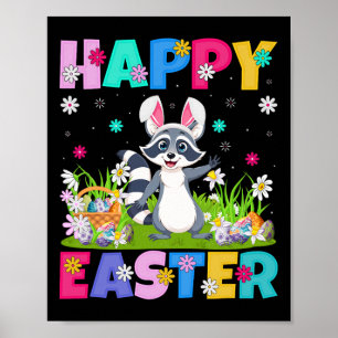 Wasbeer Happy Pasen Eierzoeker Konijn Oor Wasbeer Poster