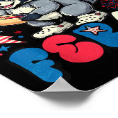 Wasbeer Hotdog Bloemig Rood Wit En Verwilderd Amer Poster (Hoek)