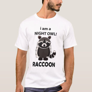 Wasbeer Ik ben een nachtuil Funny Wasbeer T-shirt