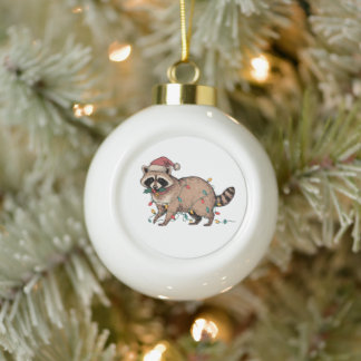 Wasbeer Kerstlichten Kerstman Hoed Afvalpanda Keramische Bal Ornament