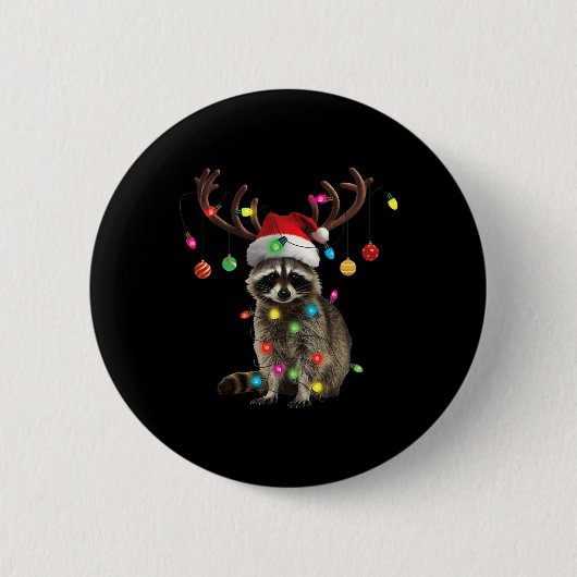 Wasbeer Kerstverlichting Grappig Kerstfeest Famili Ronde Button 5,7 Cm (Voorkant)