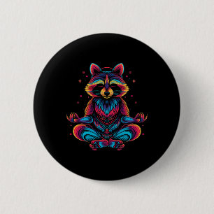 Wasbeer Mediterend Dier Meditatie Zen Grappige Yog Ronde Button 5,7 Cm