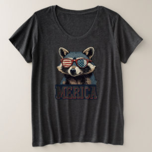wasbeer Merica 4 juli patriottisch Grote Maat T-shirt