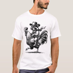 Wasbeer met Cowboy Pet Laarzen Rijdende Haan T-shirt