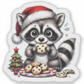 Wasbeer met koekjes van de kerstboom sticker (Voorkant)