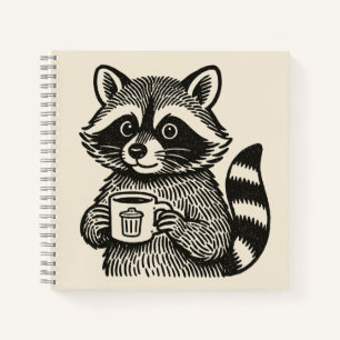 Wasbeer met koffiekopje Funny Trash Panda Notitieboek