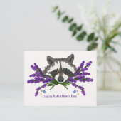 Wasbeer met lavendel. Fijne Valentijnsdag Briefkaart (Staand voorkant)