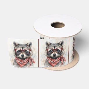 Wasbeer met rode bril en bandana lint
