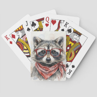 Wasbeer met rode bril en bandana pokerkaarten